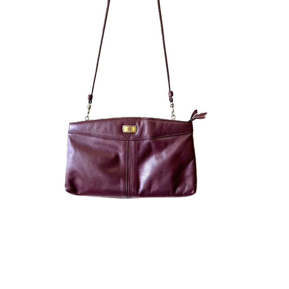 Vintage Etienne Aigner Leather Crossbody Clutch Bag Burgundy Wine Red